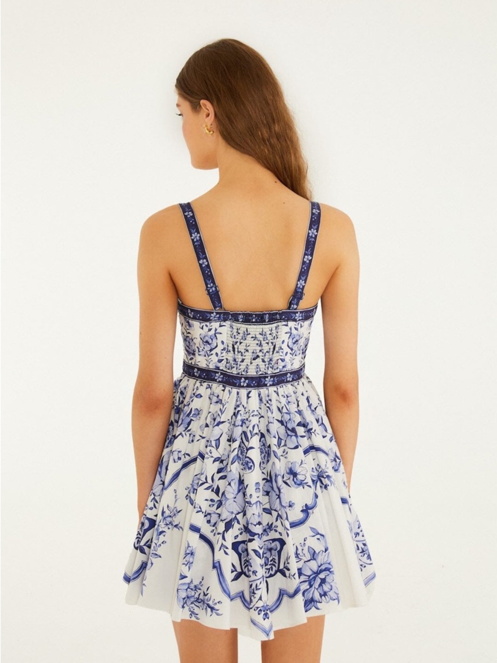 FARM RIO Off-White Porcelain Garden Buttoned Organic Cotton Mini Dress - Picture 3 of 4